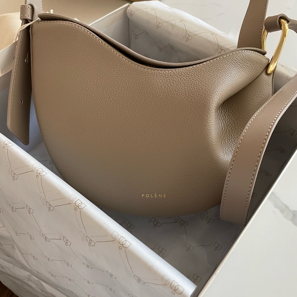 Polene Tonca bag in color Textured Taupe